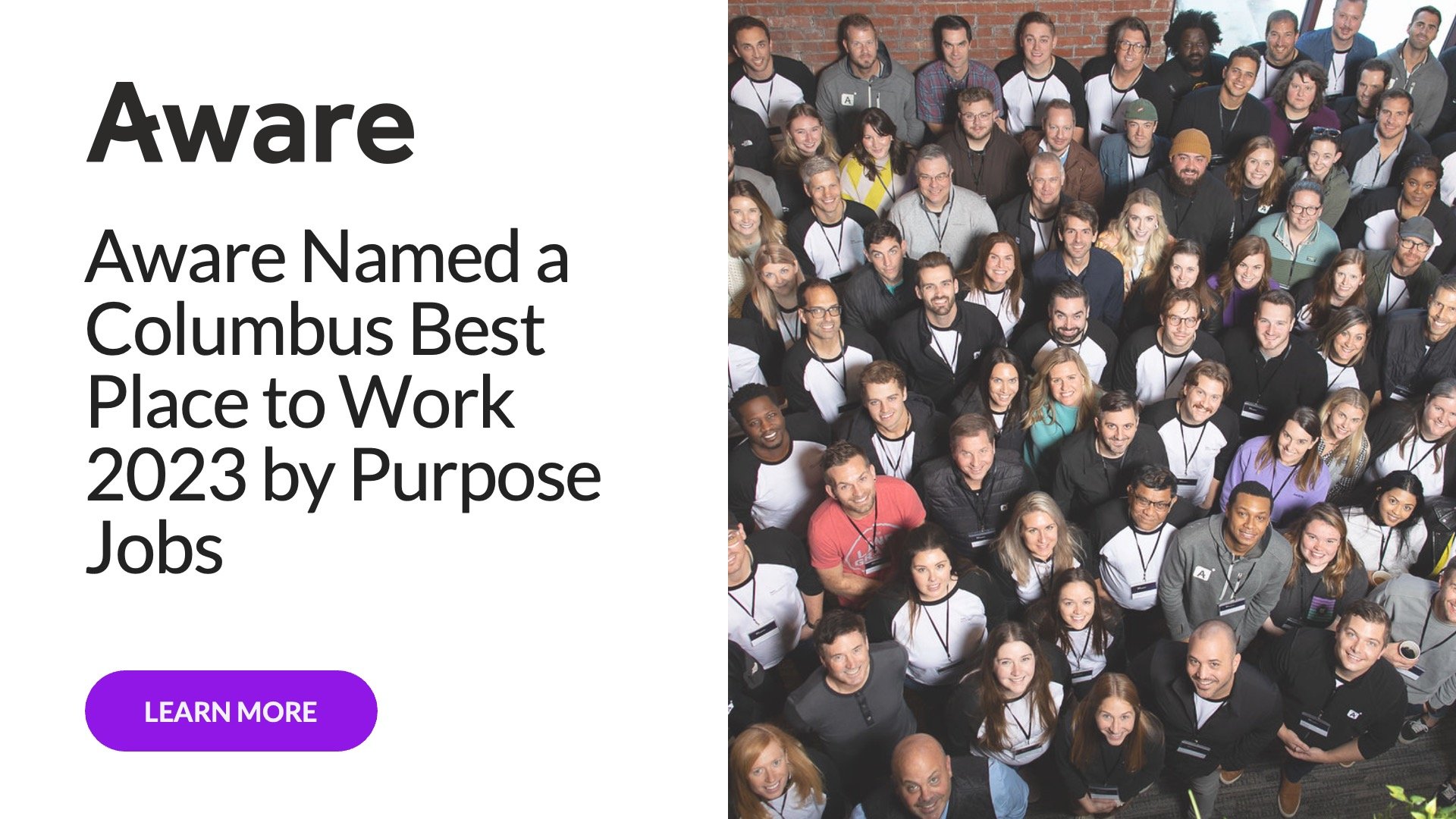 Aware Named a Columbus Best Place to Work 2023 by Purpose Jobs
